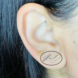 Sterling Silver Earring T Bar Earrings CZ Straight Line Studs Cubic Zirconia Bar Earrings CZ Bar Earring Silver Bar Earring Gold Bar Earring
