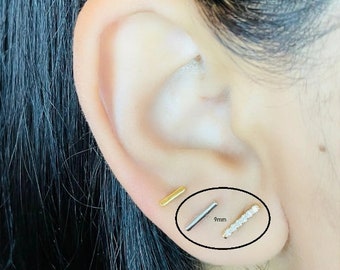 Sterling Silver Earring T Bar Earrings CZ Straight Line Studs Cubic Zirconia Bar Earrings CZ Bar Earring Silver Bar Earring Gold Bar Earring