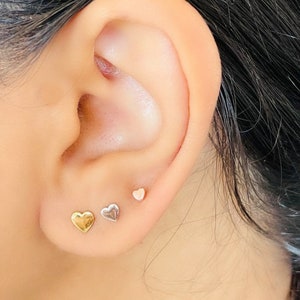 Boucle d'oreille coeur en argent, clou délicat, argent 925, clou minimaliste, ensemble de clous coeur, boucles d'oreilles, clou en or 18 carats, cadeau pour elle