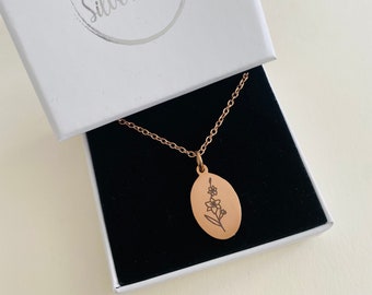 Birth Month Flower Necklace Flower Pendant Necklace Customized Gift Handmade Jewelry Gift for Mom Gift for Grandma Mother's Day Gift