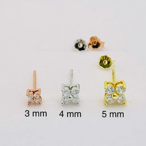 Sterling Silver Earring Flower CZ stud earring Dainty Stud CZ Stud Earring Tiny CZ Earring Flower Stud Earring Tiny Stud Flower Shaped 4 cz