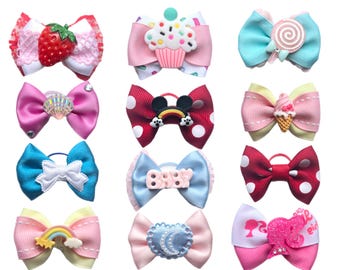 Lazos para el pelo de perros pequeños: lazos de cinta hechos a mano, elásticos o con clip