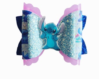 Stitch Hair Bow Lilo and Stitch Disney Bow Headband Clip Glitter