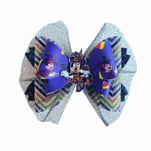 Minnie Witch Bow Halloween Glitter Tulle Headband Clip