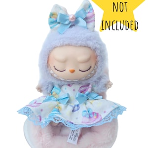 Macaron Dress and Bow for Labubu Doll, Labubu clothes, Labubu Bow