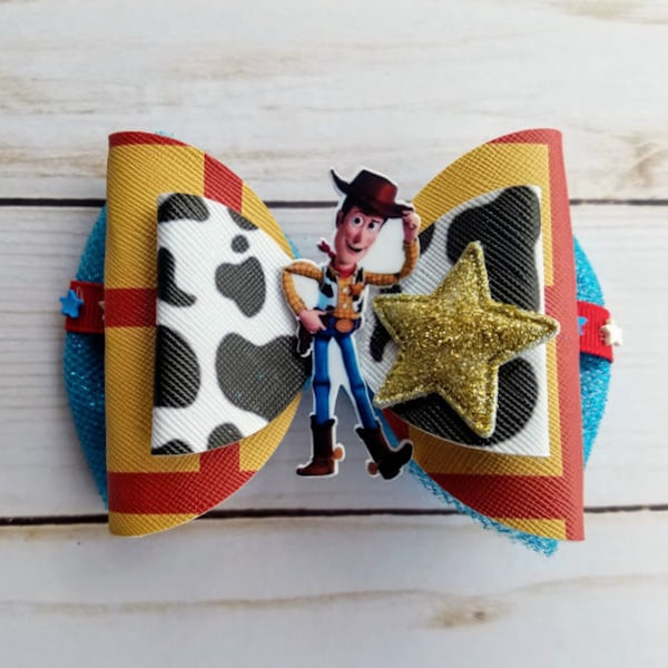 Woody Toy Story Bow Western Theme Cowboy Tulle Hair Bow Headband Clip