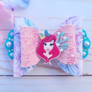 Little Mermaid Hair Bow, Ariel Tulle Bow, Ocean Sea Theme, Girls bow, Baby bow, headband