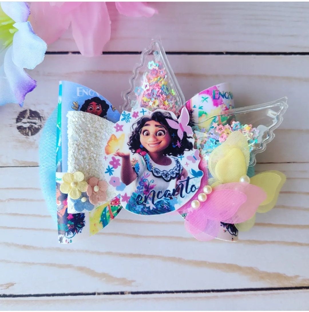Encanto Mirabel Hair Bow Butterfly Shaker Disney Headband Clip Tulle ...