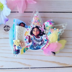 Encanto Mirabel Hair Bow Butterfly Shaker Disney Headband Clip Tulle Bow