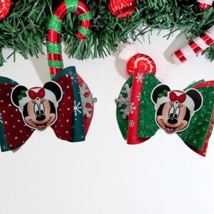 Minnie Christmas Bow, Mickey Christmas Bow, Disney Christmas Bow, Girls bows, Baby Bows, Clip, Headband