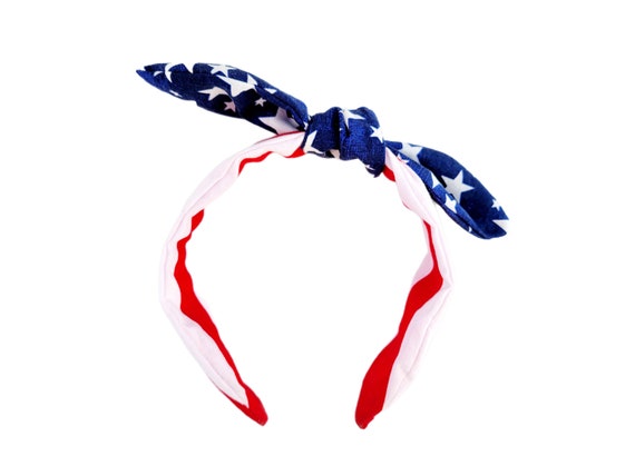 Patriotic Stars and Stripes Knot Headbands Nsxcdh Patriotic Flag Headband with Star and Stripe Print  main image 2