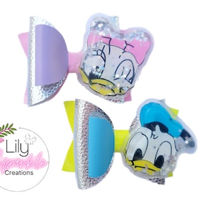Daisy and Donald Duck Shaker Hair Bow, Disney Bow, Liquid Shaker bow, Baby bow, Girls Bow, Clip, Headband