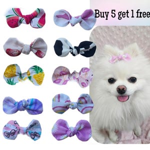 Dog Hair Bows, Summer Print Knotted Bows, Fruit Bows, Cow Bows, Rainbow bows, Dog Hair Accessories