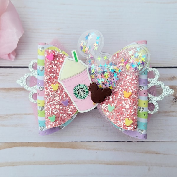 Disney Snacks Shaker Bow, Disney Rainbow Hair bow, Mickey Confetti bow