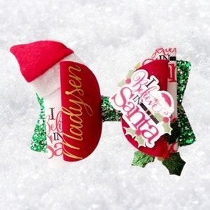 Personalized Santa Hair Bow Name Bow Christmas Bow I believe in Santa