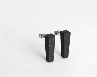 Rectangular earrings in light black cement with nickel free stainless steel pin. Modern geometric earrings. Minimalist earrings