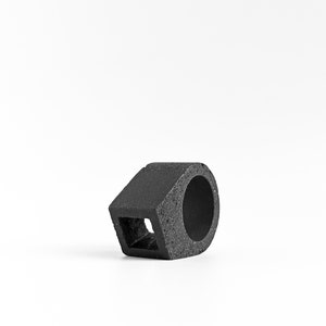 Architectural ring in black light concrete. Empty modern geometric ring. Gift for architect. Measures US 6 | 7 | 8 | 9 | 10