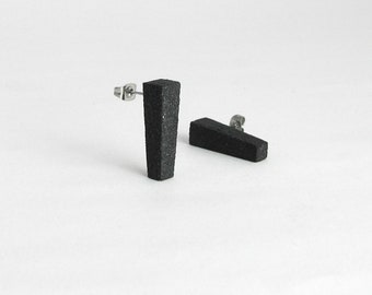 Geometric earrings in black light cement with nickel free stainless steel pin. Minimalist earrings