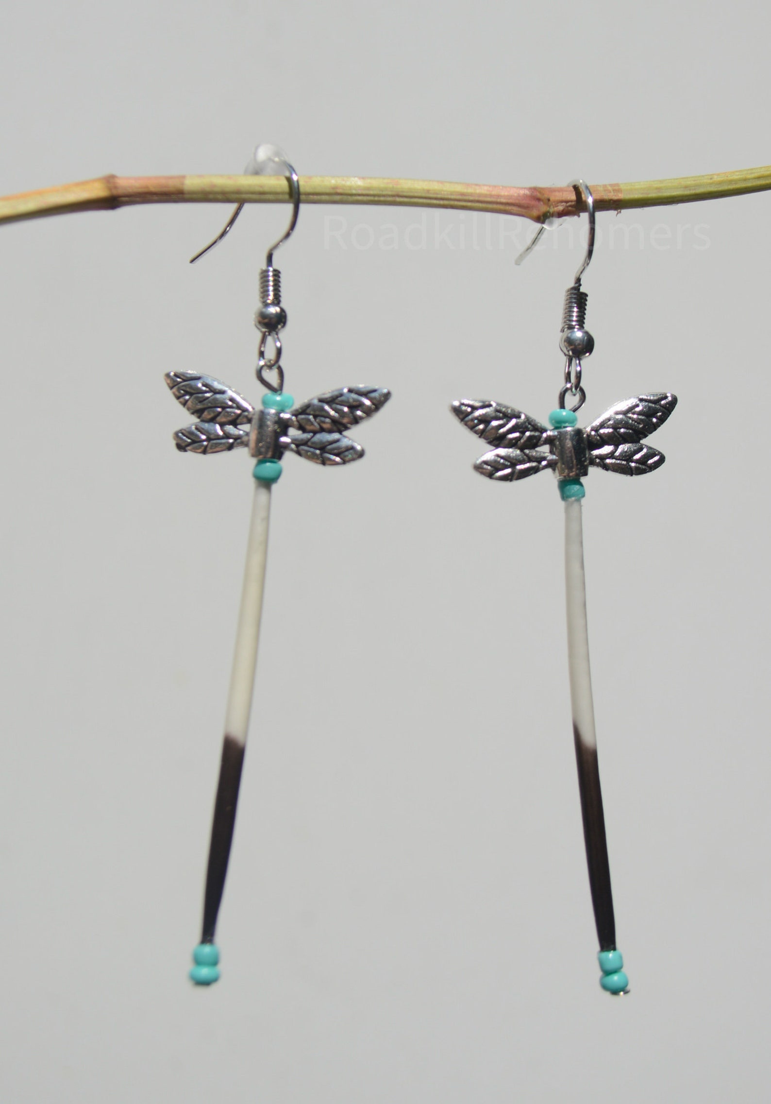 Porcupine Quill Dragonfly Earrings Cute Earrings Sterling Etsy