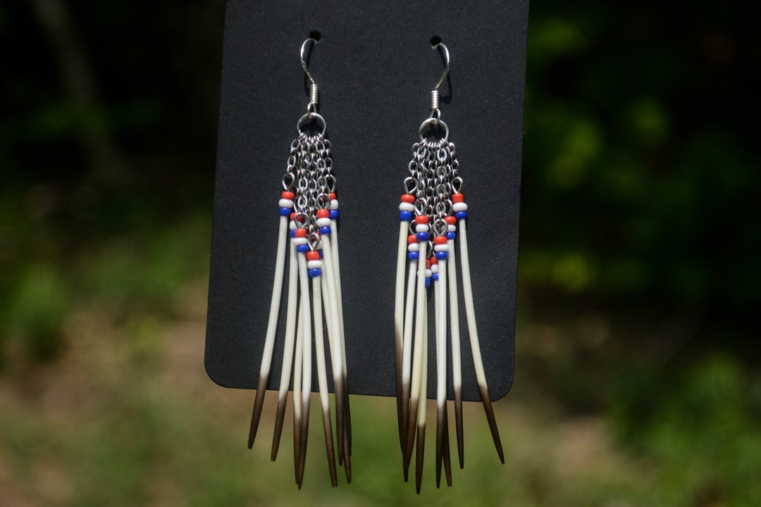 Real North American Porcupine Quill With Dragonfly Wings Earrings Sterling  Silver Cute and Lightweight Nickel Free 