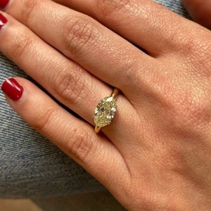 Classic Solitaire Engagement Ring, Yellow Oval Cut CZ Stone Solitaire Ring, Gemstone Ring, 925 Silver Daily Wear Ring, Woman&#39;s Wedding Ring