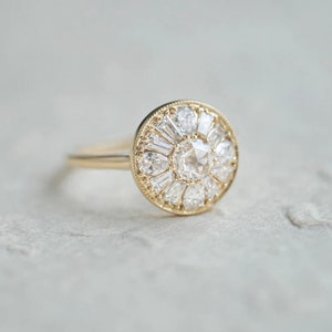 Rose Cut Moissanite Diamond Promise Ring, Multi Stone Halo Ring, Wedding & Engagement Ring, Woman&#39;s Anniversary Gift Ring, 925 Silver Ring