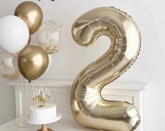 Light Gold Foil Number Balloon, 40inch Foil Balloons, Gold Birthday Party Decor, Number Birthday Balloons, Anniversary Party Decor