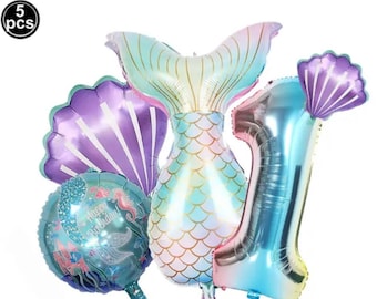 Mermaid Birthday Foil Balloon Set: Under the Sea Party Decor