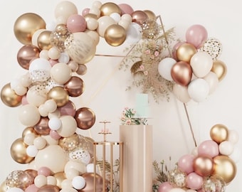 Rose Gold Balloon Arch Garland, Balloon DIY Kit, Pink and Gold Baby Shower Balloons, Gold Chrome Balloon Garland, Rose Gold Balloon Arch