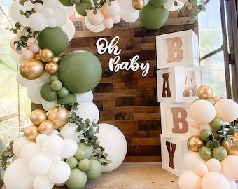 Eucalyptus Balloon Arch Garland Kit: Green, Gold, & White DIY Decor