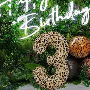 Palloncino con numeri grandi a stampa leopardata, palloncini con numeri a elio, palloncini in foil 0-9, palloncini con numeri a tema animali, palloncino di compleanno con tema safari nella giungla