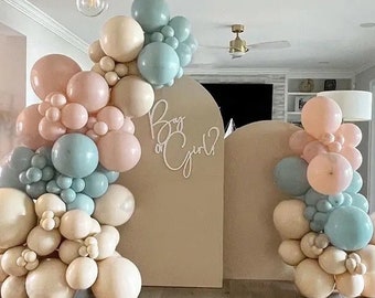 Guirlande de ballons révélateurs de sexe pastel, kit d'arches de ballons bleu et rose, guirlande de ballons baby shower pastel, décorations de ballon rose et bleu