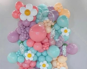 Two Groovy Daisy Balloon Garland Kit: Pastel Boho Party Decor