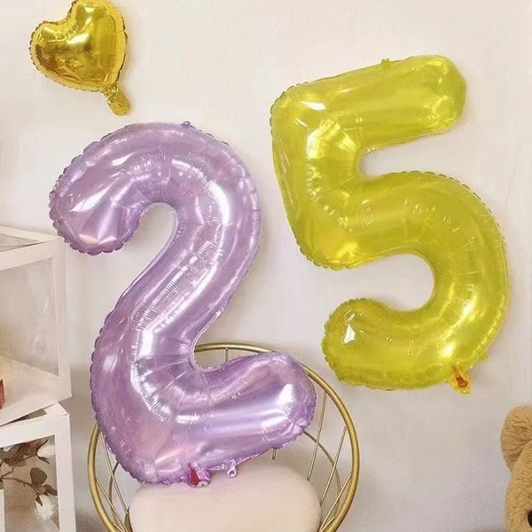 32in Jelly Crystal Foil Balloon, Colourful Birthday Number Balloon, Large Number Balloon 0-9, Glitter Jelly Balloon, Mermaid Number Balloon