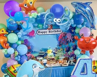 Under The Sea Ballongirlanden-Kit: Meerestiere, Haifisch-Dekoration (128 Stück)