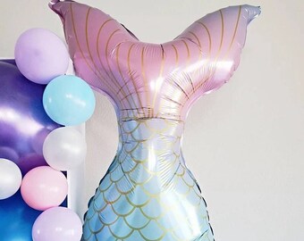 Balão metalizado cauda de sereia: decoração para festa no fundo do mar