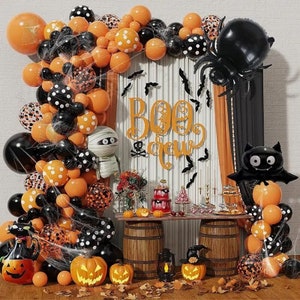 126 Stück Halloween Ballon Bogen Girlande, Schwarz Orange Ballon Dekor, Halloween Spukhaus Party Dekor, Halloween Hinterhof Ballons