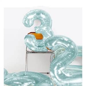 42in Jelly Crystal Blue Foil Balloon, Clear Birthday Number Balloon, Large Number Balloon 0-9, Glitter Jelly Balloon, Mermaid Number Balloon