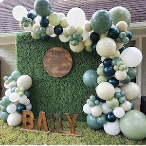 Sage Green Balloon Arch Garland, Balloon DIY Kit, Eucalyptus Baby Shower Balloons, Green Balloon Garland, Blue Green Balloon Arch