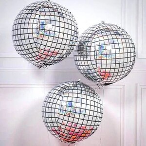 22in Disco Ball Foil Balloons, Disco Birthday Decorations, Retro Bachelorette Party, Groovy Birthday Balloons, Disco Themed Party Decor