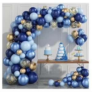 Blue Balloon Arch Kit, Blue and Gold Balloon Garland, Blue Baby Shower Balloons, Gold Chrome Balloon Garland, Blue Balloon Garland