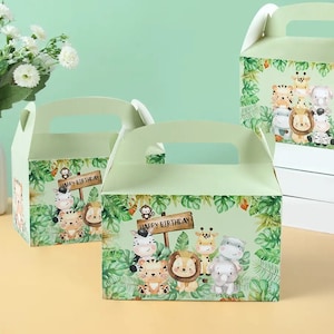 4pcs Jungle Animal Party Box, Safari Animal Food Boxes, Animal Favor Box, Animal Birthday Party Vaisselle, Jungle Theme Party Supplies