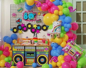 80s Retro Balloon Garland Kit, Disco Birthday Party Decor