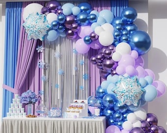 Snowflake Balloon Garland Kit: Purple & Blue Winter Wonderland Arch