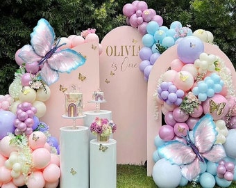 Butterfly Foil Balloon Arch Garland, Butterfly Balloons, Girls Birthday Party Decor, Pastel Birthday Balloons, Butterfly Birthday Decor