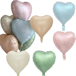 Pastel Heart Foil Balloons: Baby Shower Party Decor, 18 Inch (5 Pcs)