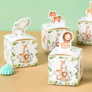24 boîtes de bonbons animaux de la jungle, boîte cadeau safari, sacs cadeaux animaux, vaisselle de fête d'anniversaire animal, décoration d'anniversaire sur le thème de la jungle