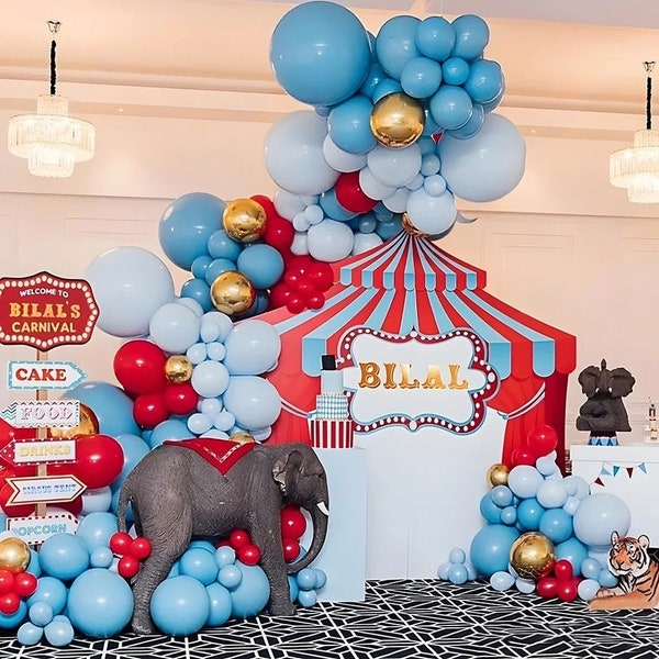 Circus Theme Balloon Garland, Carnival Balloon Arch Garland, Circus Birthday Decorations, Carnival Party Supplies, Circus Themed Party Decor