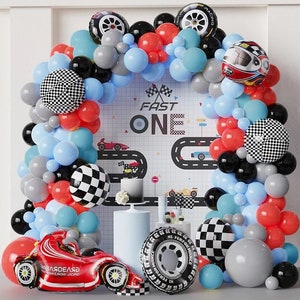 147pcs Race Car Theme Balloon Garland, Two Fast Birthday Decorations, Racing Car Balloon Party Supplies, Car Themed Party Decor, Fast One