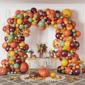 Autumn Balloon Garland Kit 171pcs | Fall Balloon Arch | Thanksgiving Decor, Harvest Festival, Woodland Baby Shower Party Decorations